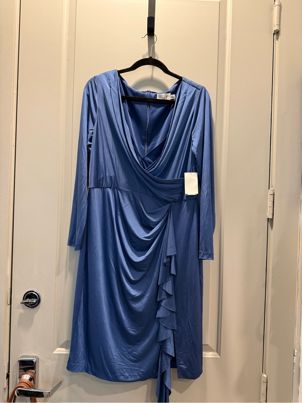 Eliza J Periwinkle Draped Ruffle Wrap Dress